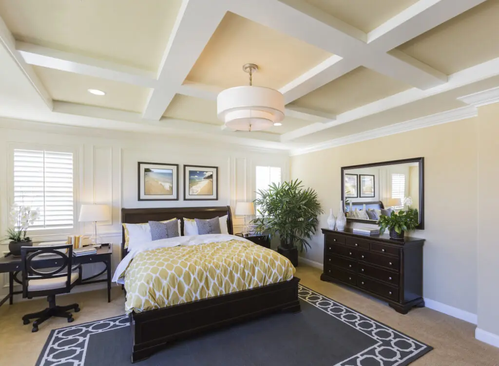 Interior of A Beautiful Master Bedroom bedroom with trim
