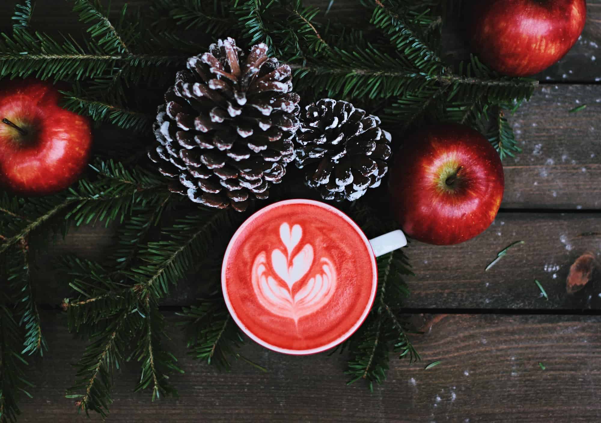 coffee and pine cones