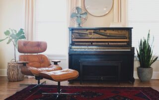 piano and chair in living room