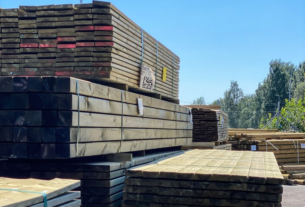 piles of pressure treated wood