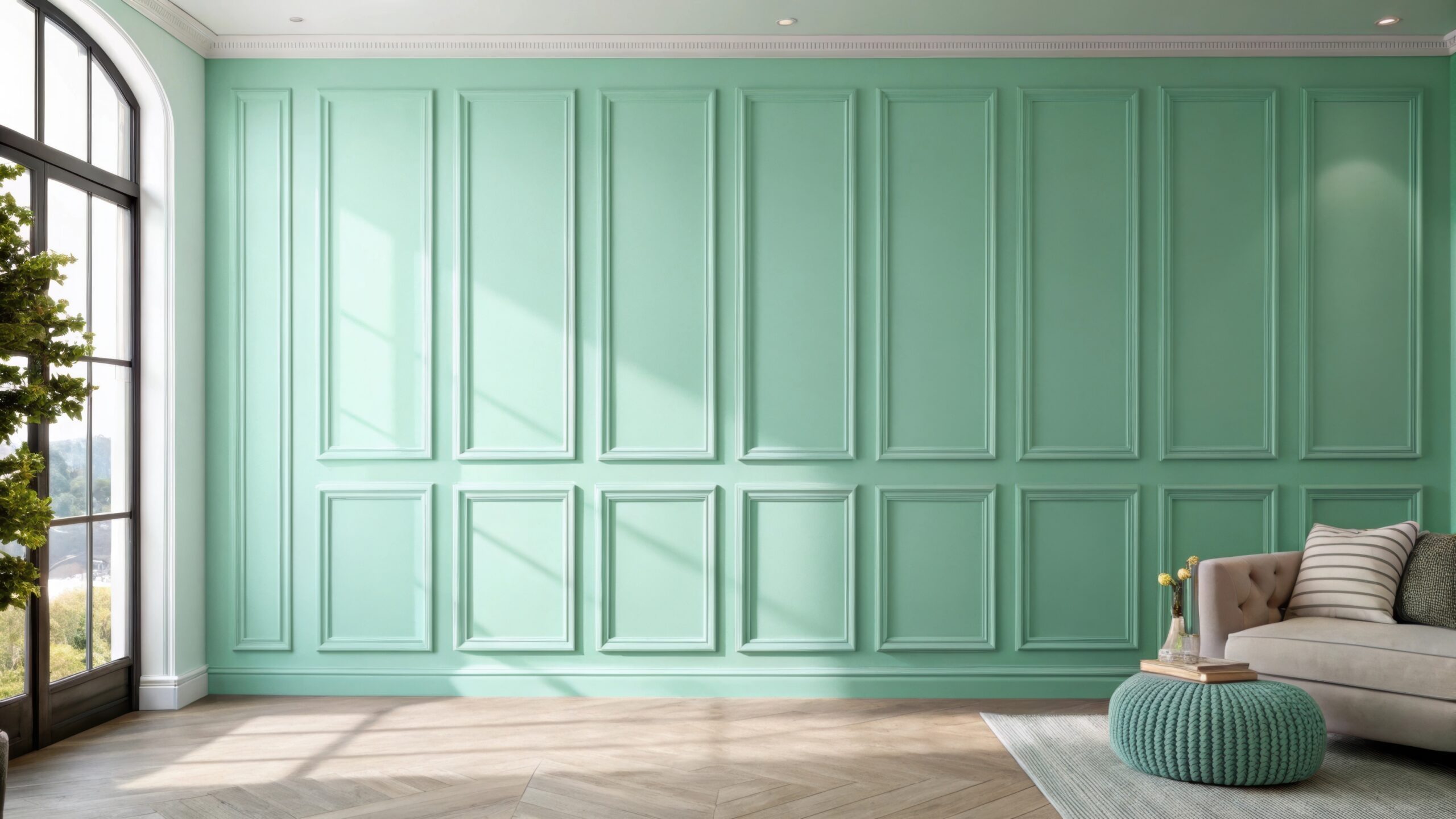 panel molding in modern bedroom