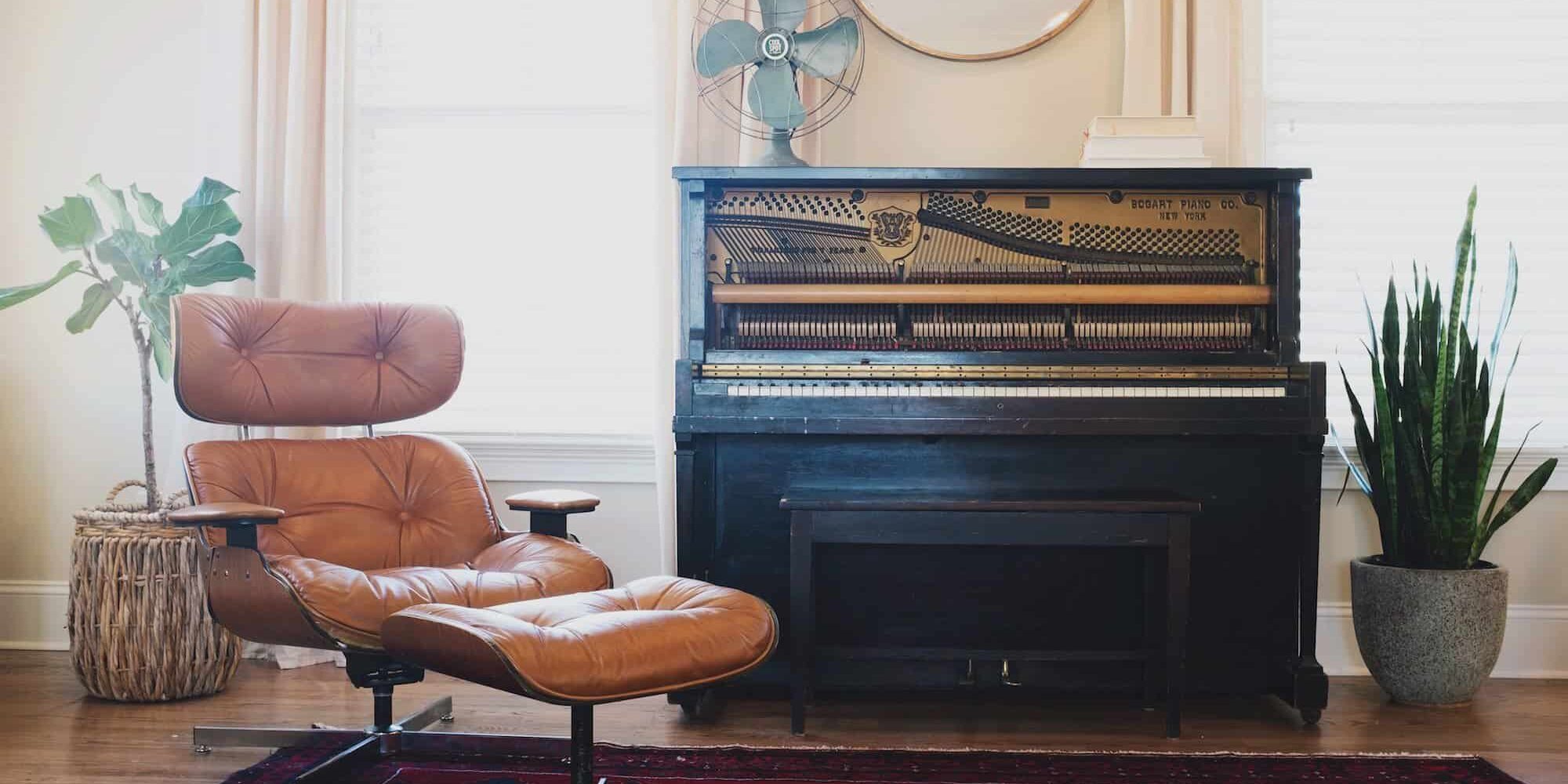piano and chair in living room