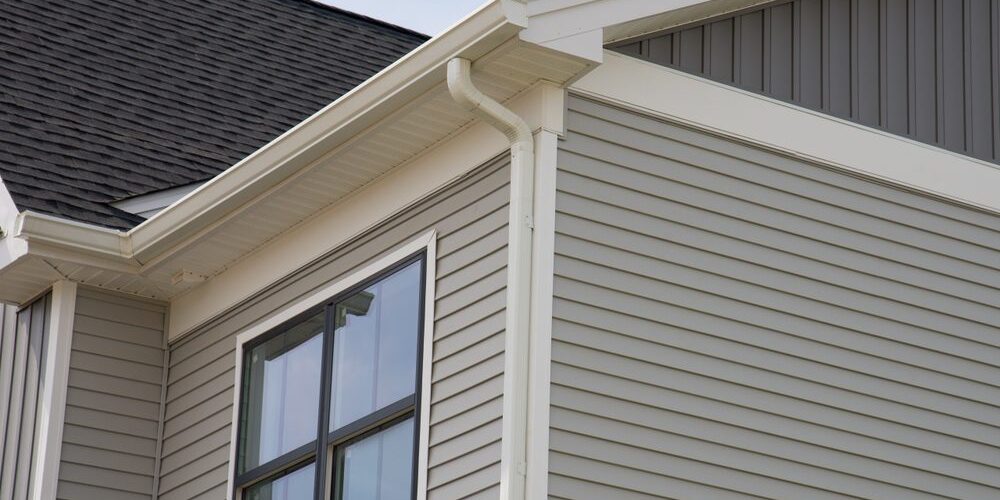 new installed gutter drain roof metal system pipe
